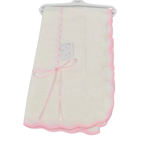 Baby Blanket White with Pink