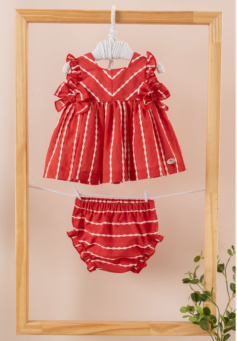 Basmarti Red Stripe Baby Girls Dress Set