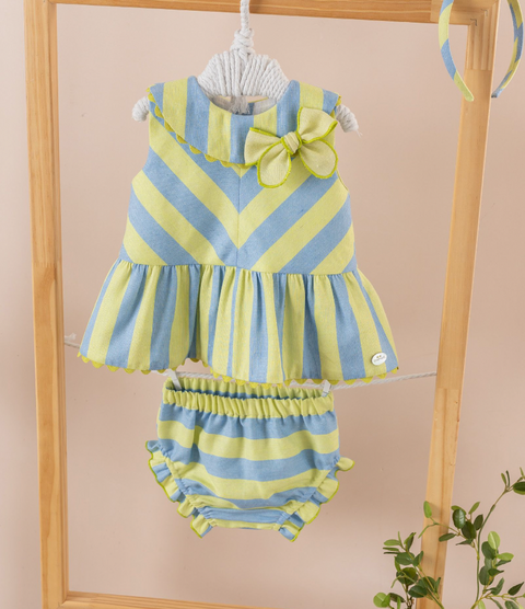 Basmarti Blue Stripe Baby Girls Dress Set