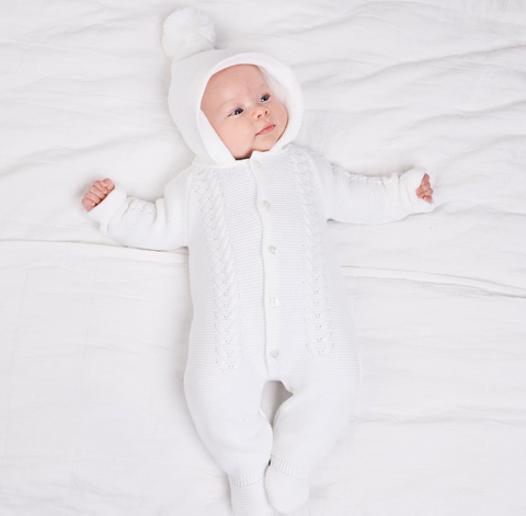 Neutral Cable Knitted Pramsuit