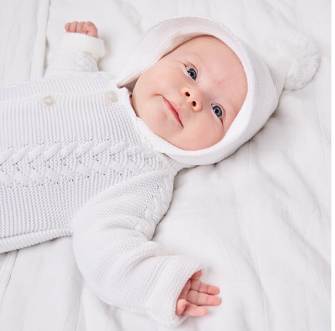 Neutral Cable Knitted Pramsuit