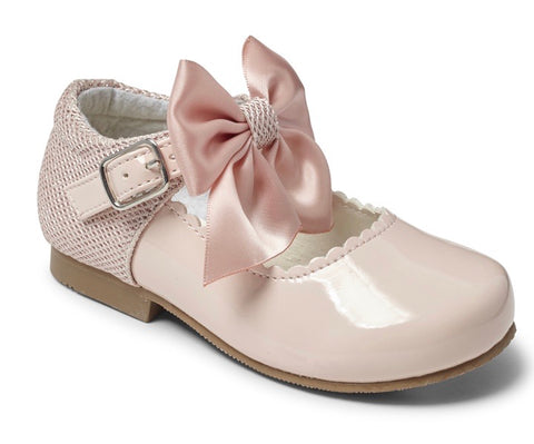 Kirsty Sevva Girl's Pink Bow Hard Sole Shoes KRISTY