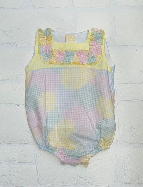 Lor Miral Pink and Lemon Check Romper