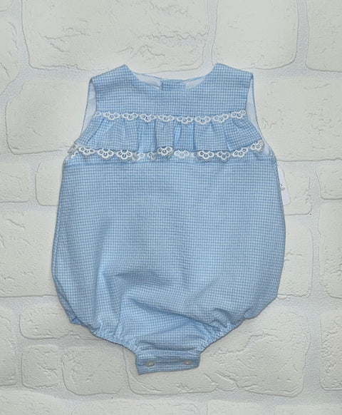 Lor Miral Baby Blue Check Romper