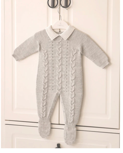 Baby Boys Grey Knitted Baby Grow