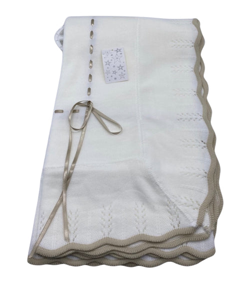 Baby Blanket White and Camel