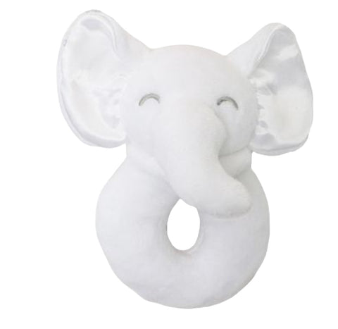 Soft Touch White Elephant Rattle