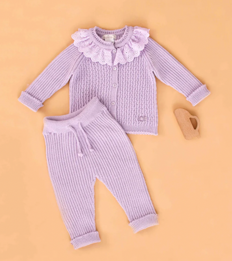 Baby Girl Purple Knitted Tracksuit