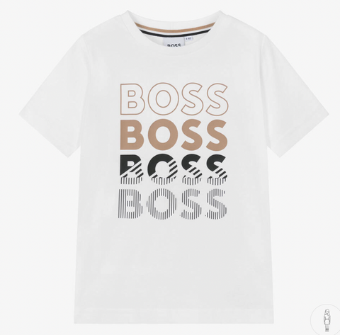 Hugo Boss White Print Tee Shirt