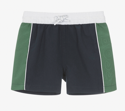 Hugo Boss Navy & Green Baby Shorts