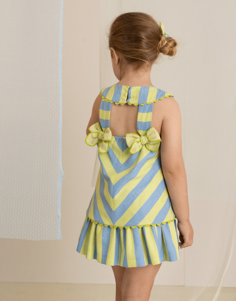 Basmarti Blue & Lime Stripe Dress