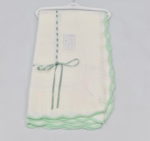 Baby Blanket Mint Green & White