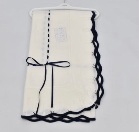 Baby Blanket In White & Navy