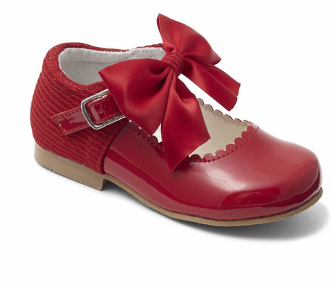 Kirsty Sevva Girl's Red Bow Hard Sole Shoes KRISTY