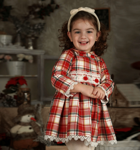 Lor Miral Girls Red Check Dress