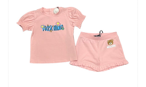 Moschino Baby Girl Pink Top And Shorts