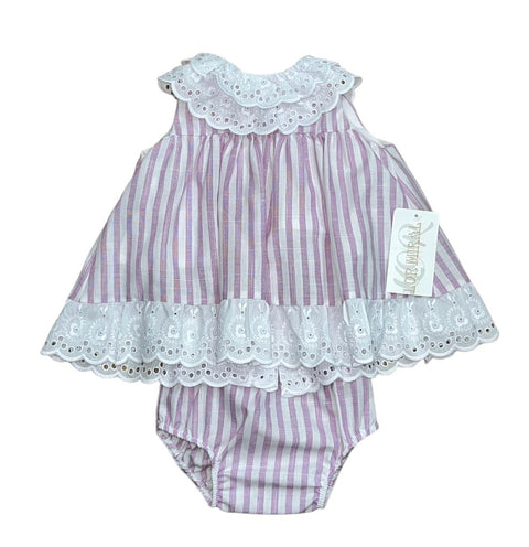 Lor Miral Baby Girl Stripped Purple Dress
