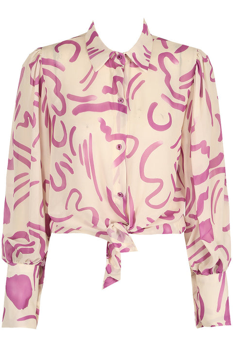 Ladies Abstract Print Blouse Lilac